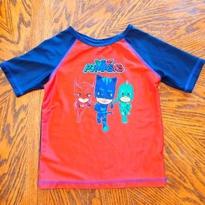 PJ Masks Swim Shirt Blue Red Boy Sz 4T